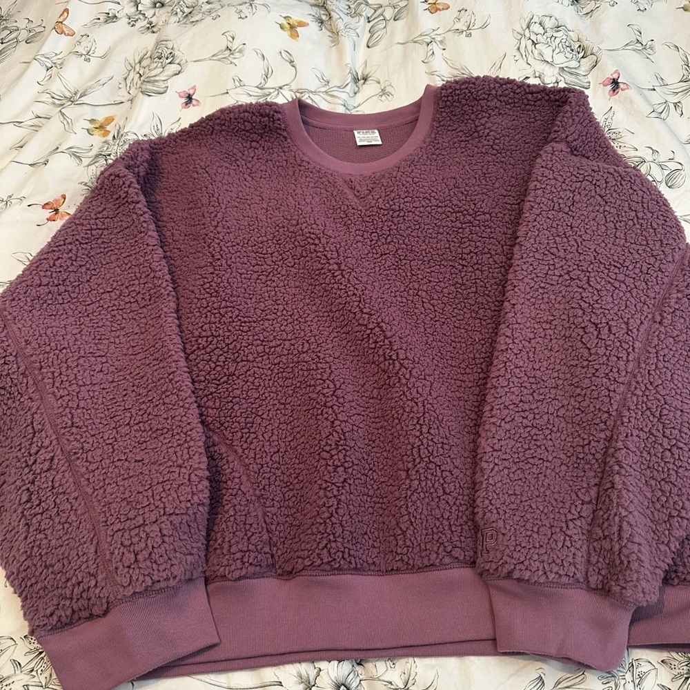 PINK Victoria’s Secret- Cozy Purple Sherpa Sweatshirt